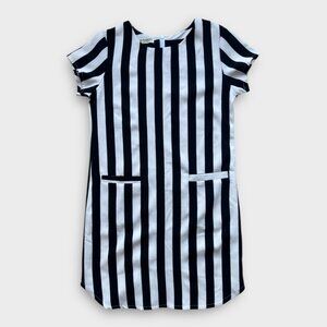 Vintage Burberry London Black & White Striped Shift Dress - c. 2006 - womens 2